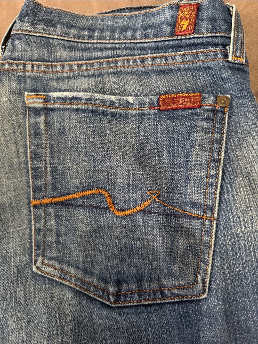 7 For All Mankind women’s Blue Denim Jeans - Classic Pocket Stitch